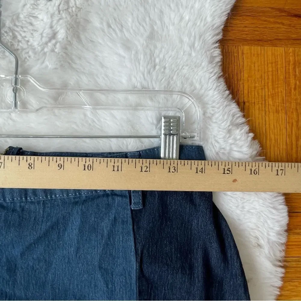 TOUCH ME Patchwork Distressed Denim Jean‎ Maxi Skirt Size large